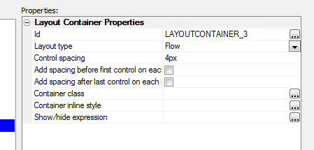 Layout container properties.